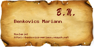 Benkovics Mariann névjegykártya