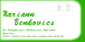 mariann benkovics business card